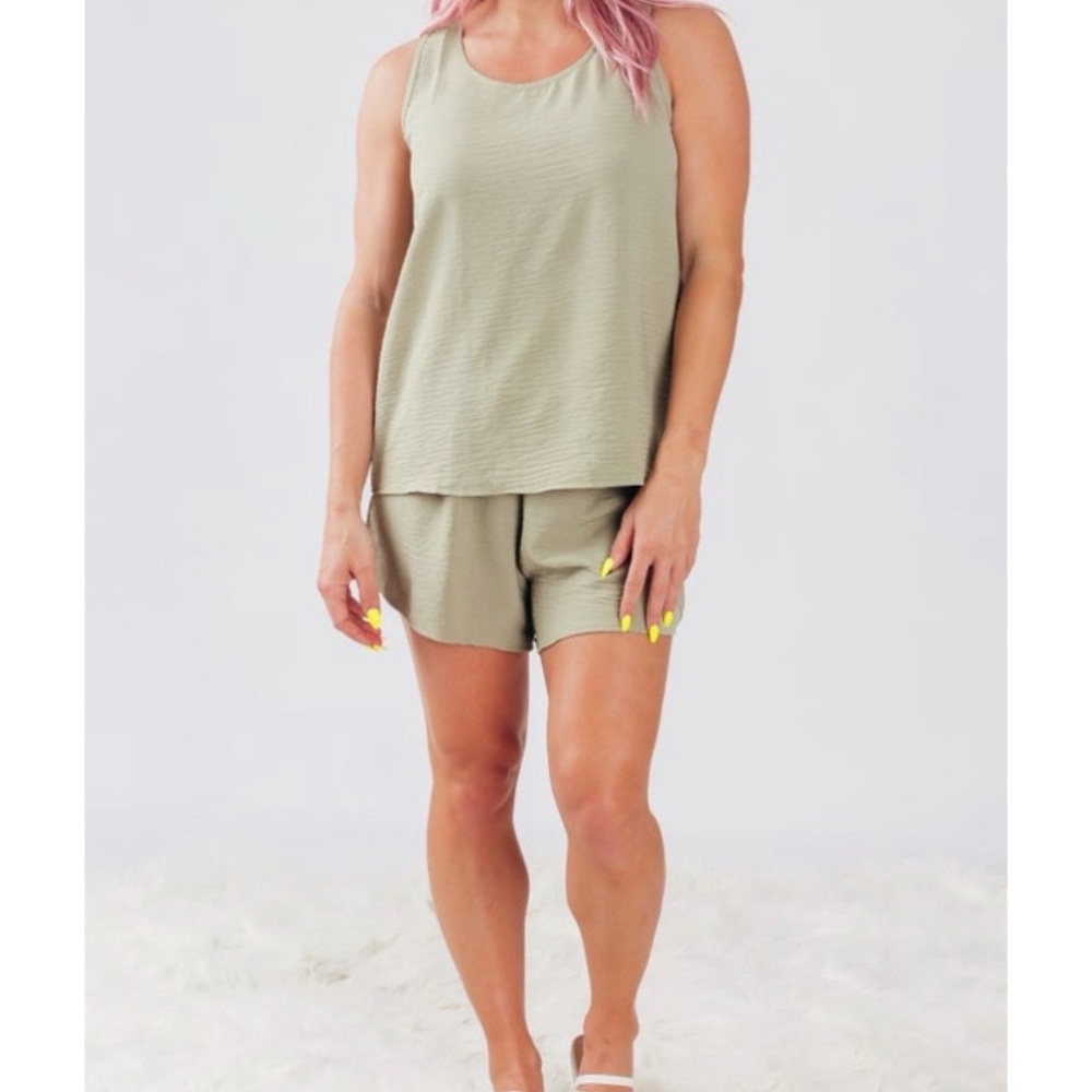Green Tank & Shorts Set - Picture 2 of 3